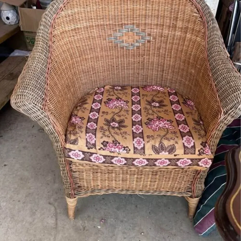 Vintage Wicker Barrel Chair - Boho Coastal Style Armchair